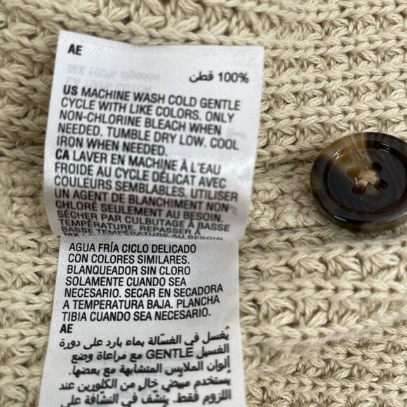 Club Room Chunky Waffle Cardigan Sweater Mens Large Grandpa Dad Cotton Beige Tan - Picture 8 of 10